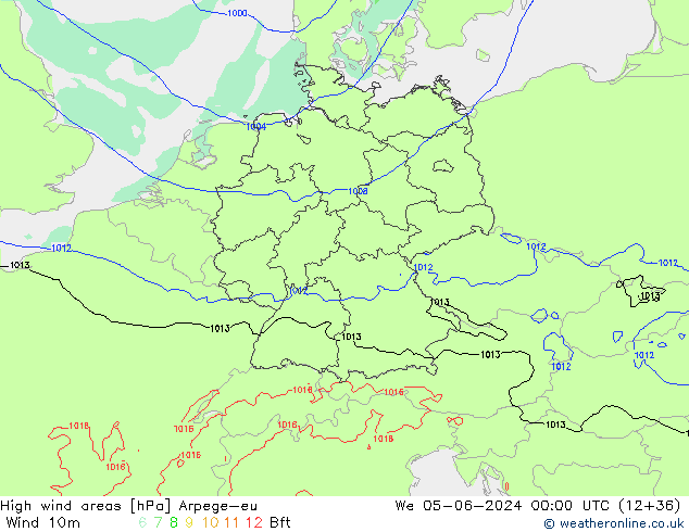 High wind areas Arpege-eu We 05.06.2024 00 UTC