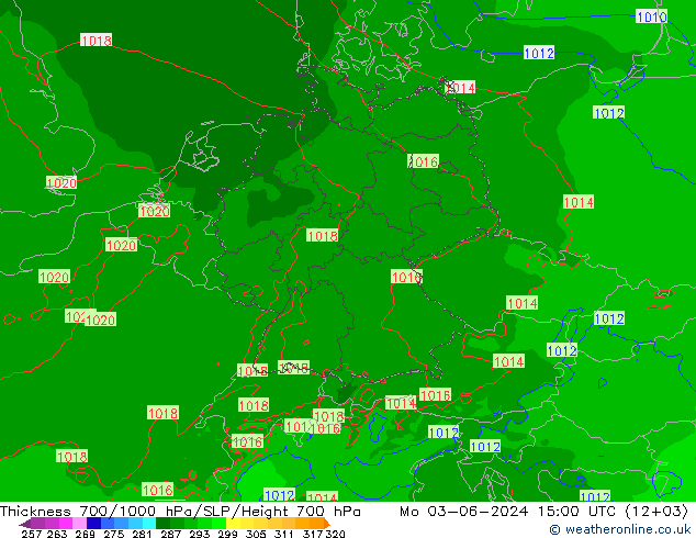 Thck 700-1000 hPa Arpege-eu  03.06.2024 15 UTC