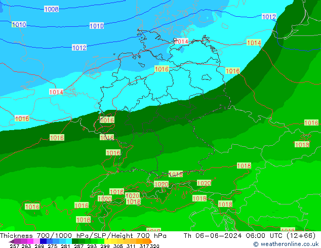 Thck 700-1000 hPa Arpege-eu jeu 06.06.2024 06 UTC