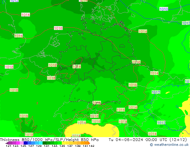 Schichtdicke 850-1000 hPa Arpege-eu Di 04.06.2024 00 UTC