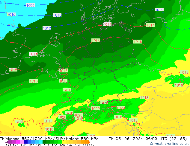 Thck 850-1000 hPa Arpege-eu  06.06.2024 06 UTC