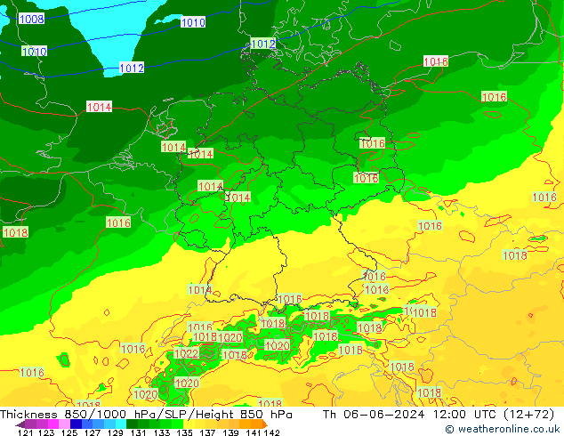 Thck 850-1000 hPa Arpege-eu gio 06.06.2024 12 UTC