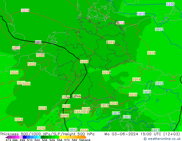 500-1000 hPa Kalınlığı Arpege-eu Pzt 03.06.2024 15 UTC