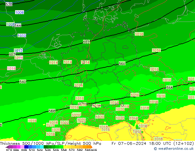 Dikte 500-1000hPa Arpege-eu vr 07.06.2024 18 UTC