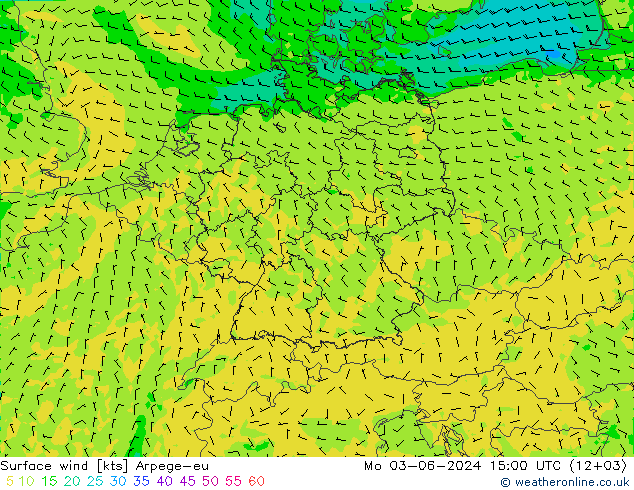 风 10 米 Arpege-eu 星期一 03.06.2024 15 UTC