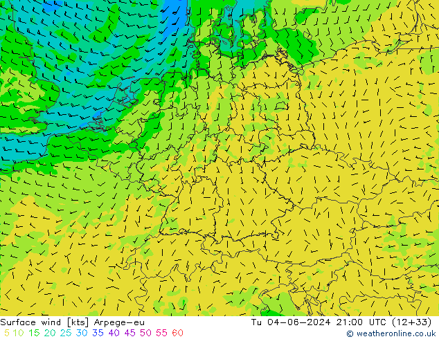 Wind 10 m Arpege-eu di 04.06.2024 21 UTC