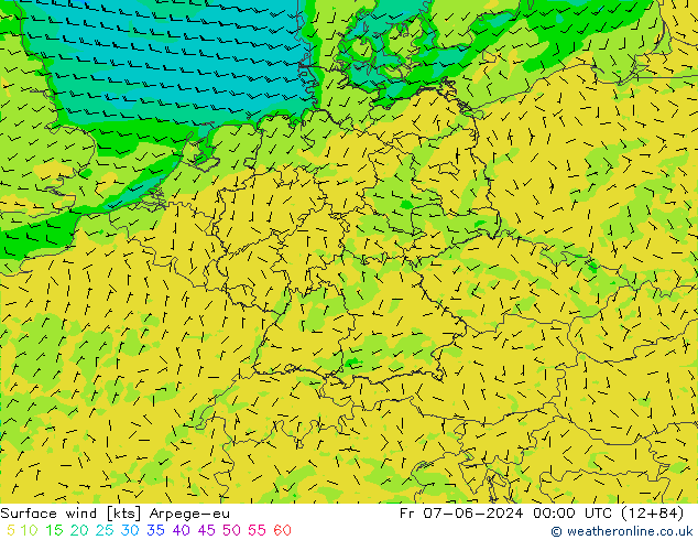 Wind 10 m Arpege-eu vr 07.06.2024 00 UTC