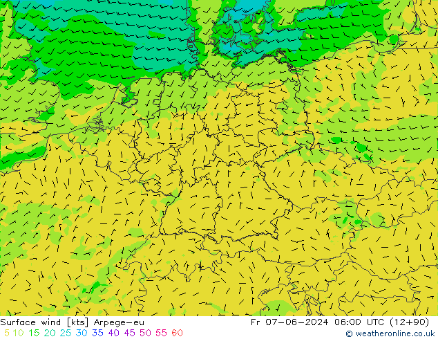 Viento 10 m Arpege-eu vie 07.06.2024 06 UTC