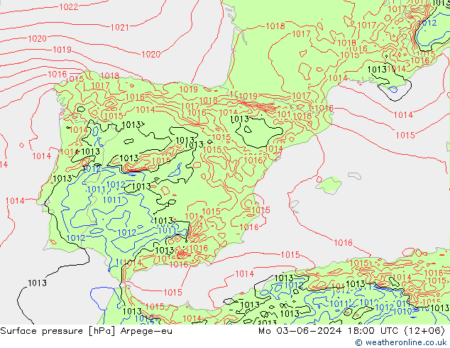 Atmosférický tlak Arpege-eu Po 03.06.2024 18 UTC