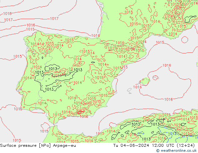 pression de l'air Arpege-eu mar 04.06.2024 12 UTC