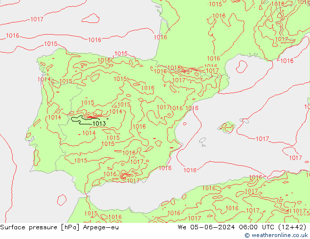 Presión superficial Arpege-eu mié 05.06.2024 06 UTC