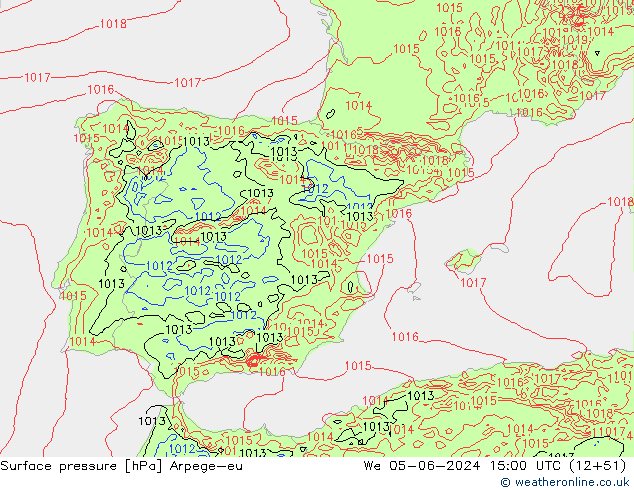 Luchtdruk (Grond) Arpege-eu wo 05.06.2024 15 UTC