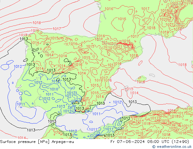 pression de l'air Arpege-eu ven 07.06.2024 06 UTC