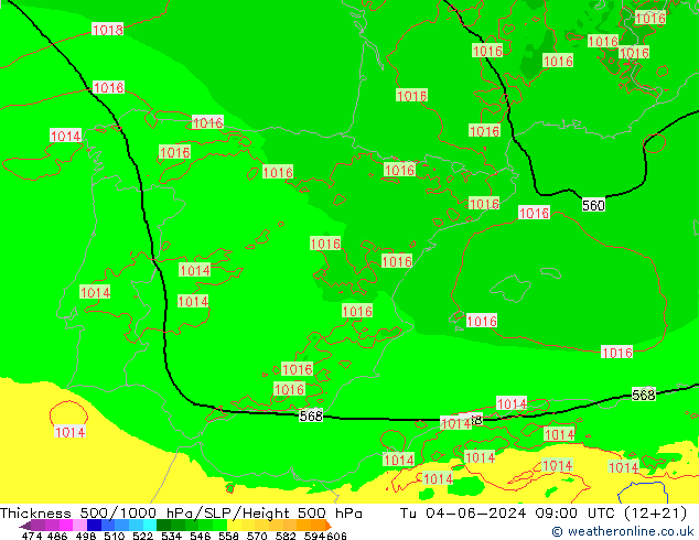 Thck 500-1000hPa Arpege-eu  04.06.2024 09 UTC