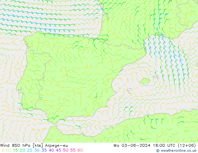 wiatr 850 hPa Arpege-eu pon. 03.06.2024 18 UTC