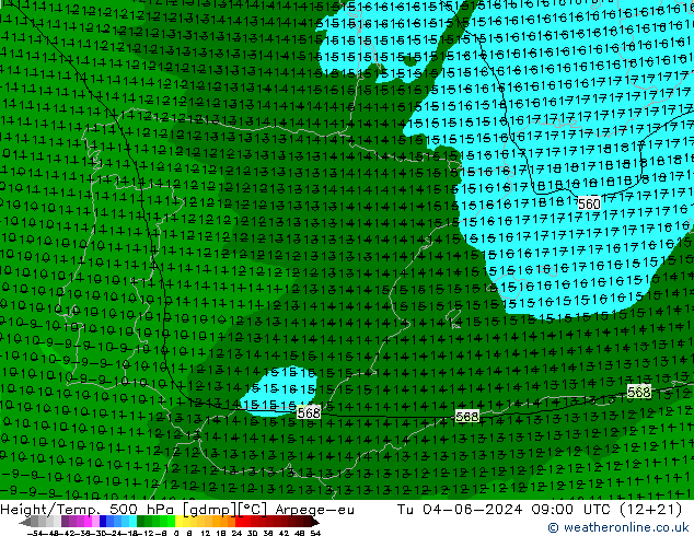 Height/Temp. 500 hPa Arpege-eu Ter 04.06.2024 09 UTC