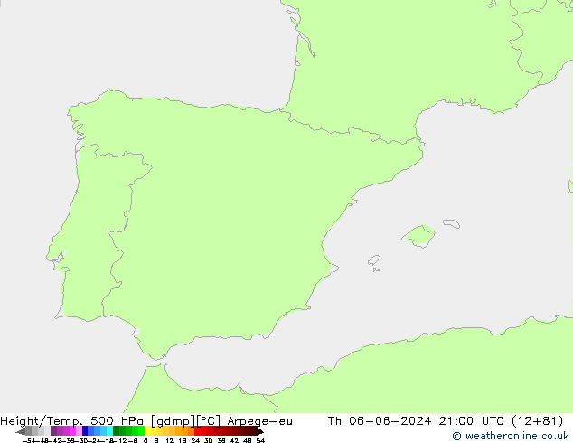 Height/Temp. 500 hPa Arpege-eu Do 06.06.2024 21 UTC