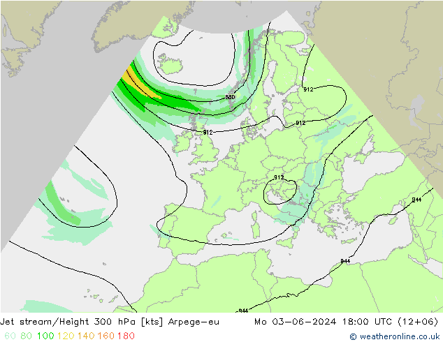 Corriente en chorro Arpege-eu lun 03.06.2024 18 UTC