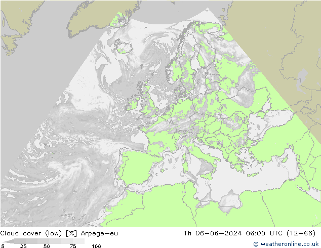 Bewolking (Laag) Arpege-eu do 06.06.2024 06 UTC