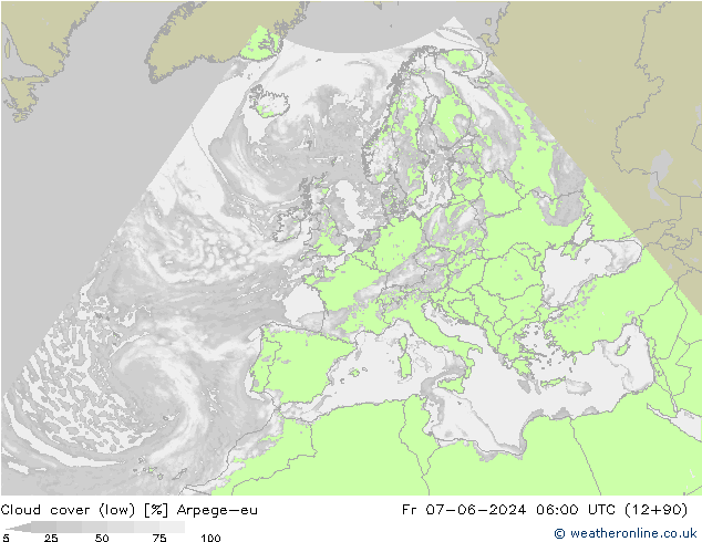 Nubi basse Arpege-eu ven 07.06.2024 06 UTC