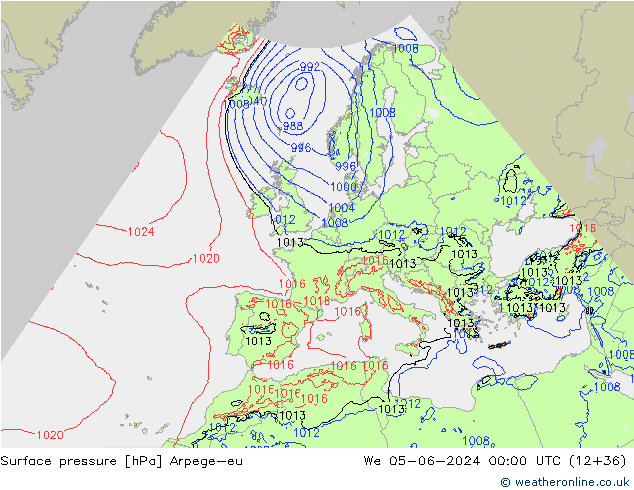 Surface pressure Arpege-eu We 05.06.2024 00 UTC