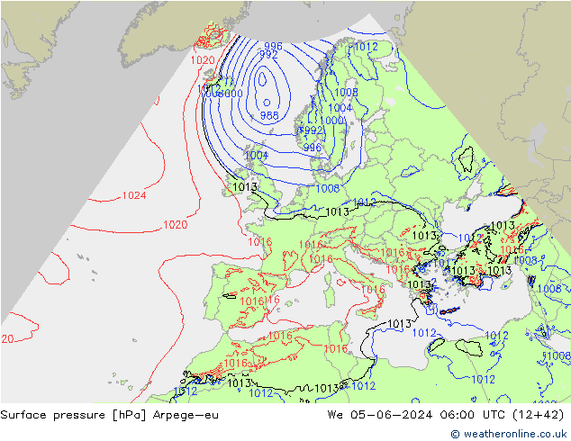 приземное давление Arpege-eu ср 05.06.2024 06 UTC