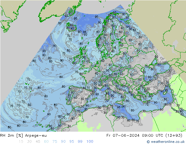 RH 2m Arpege-eu Fr 07.06.2024 09 UTC