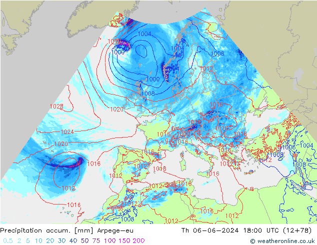 Toplam Yağış Arpege-eu Per 06.06.2024 18 UTC