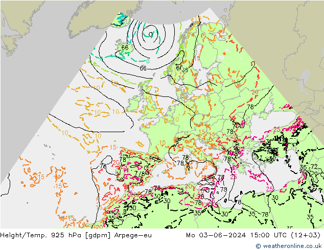Hoogte/Temp. 925 hPa Arpege-eu ma 03.06.2024 15 UTC