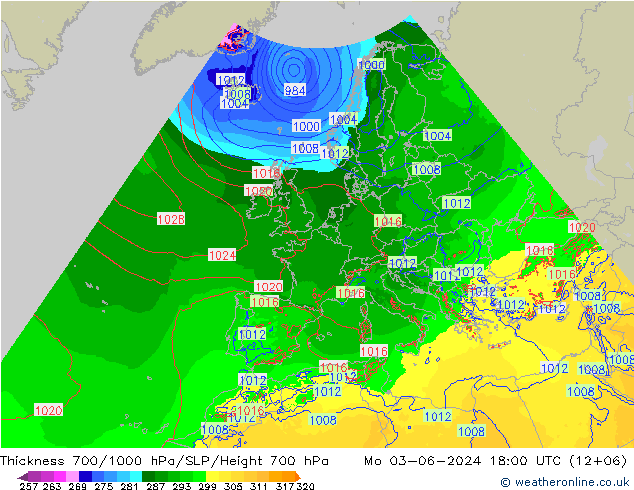 Dikte700-1000 hPa Arpege-eu ma 03.06.2024 18 UTC