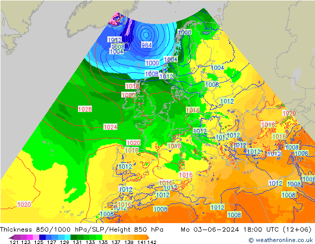 Thck 850-1000 hPa Arpege-eu lun 03.06.2024 18 UTC