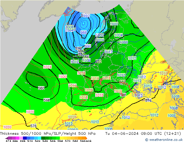 Thck 500-1000hPa Arpege-eu mar 04.06.2024 09 UTC