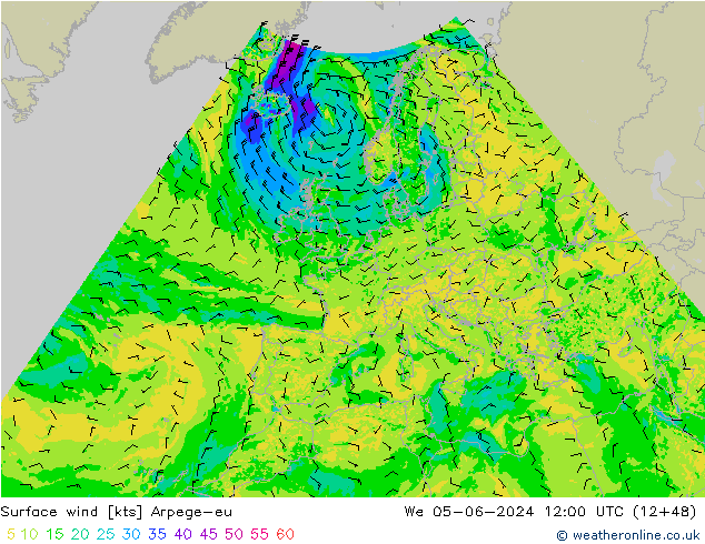 Bodenwind Arpege-eu Mi 05.06.2024 12 UTC