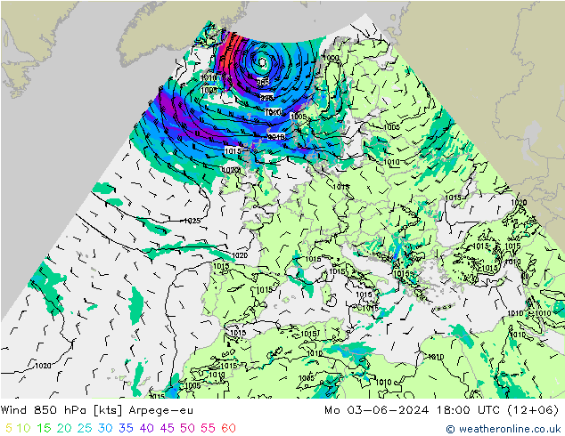 Wind 850 hPa Arpege-eu Mo 03.06.2024 18 UTC