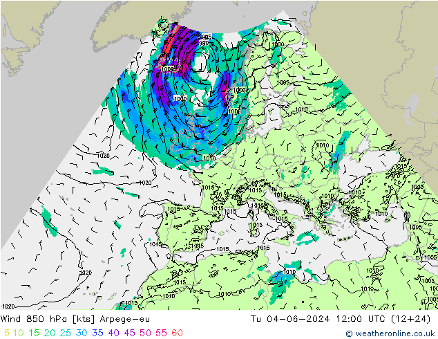  850 hPa Arpege-eu  04.06.2024 12 UTC