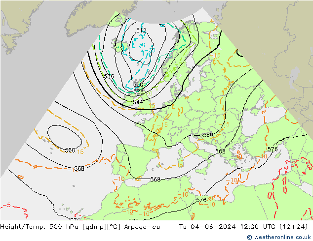 Height/Temp. 500 hPa Arpege-eu Di 04.06.2024 12 UTC