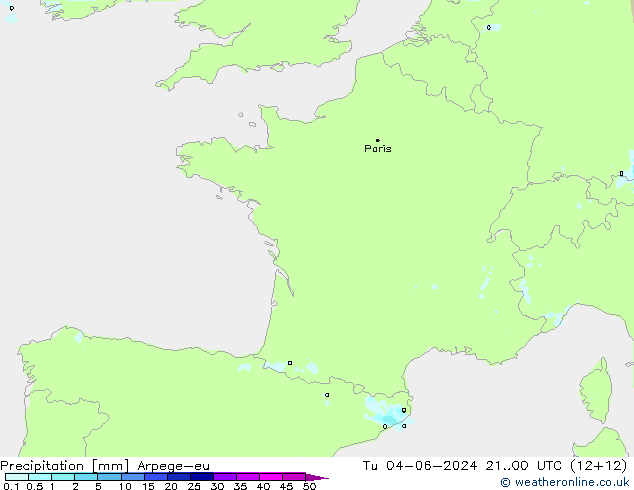 Precipitation Arpege-eu Tu 04.06.2024 00 UTC