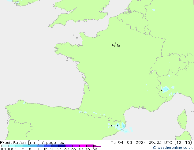 Precipitación Arpege-eu mar 04.06.2024 03 UTC