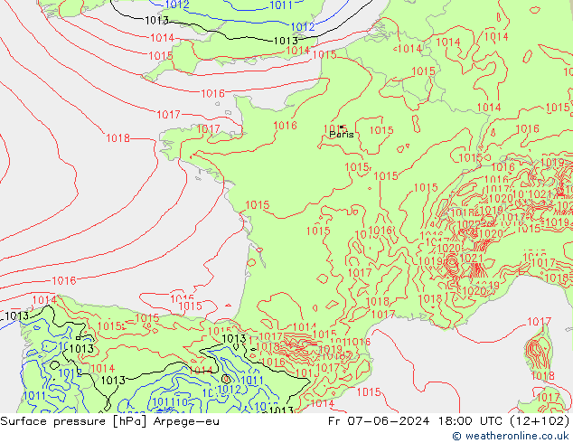 Bodendruck Arpege-eu Fr 07.06.2024 18 UTC