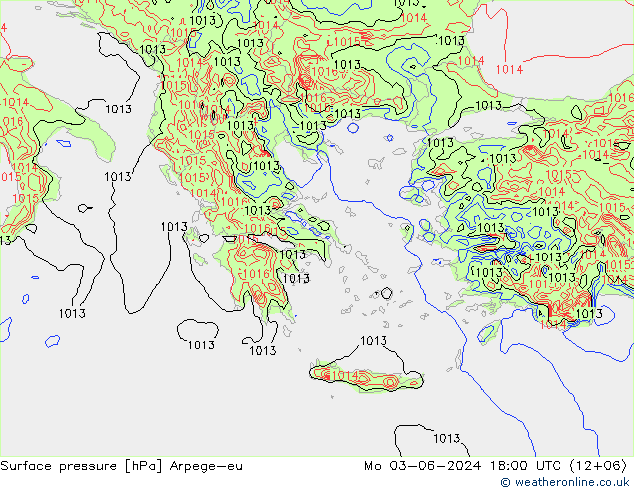 Surface pressure Arpege-eu Mo 03.06.2024 18 UTC