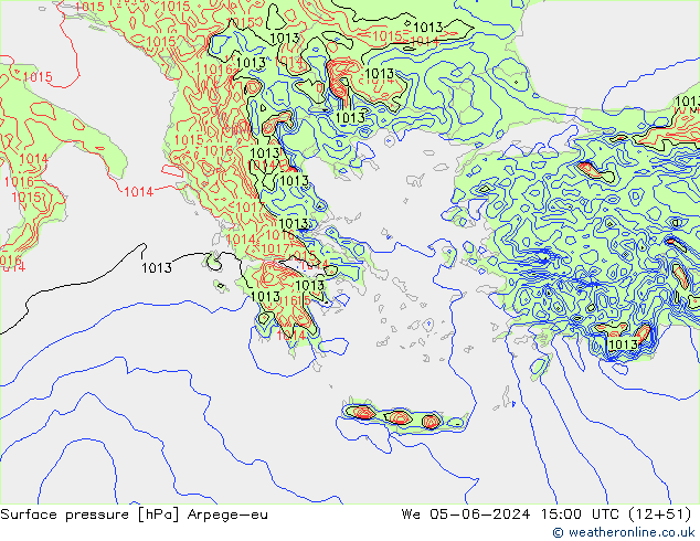 Surface pressure Arpege-eu We 05.06.2024 15 UTC