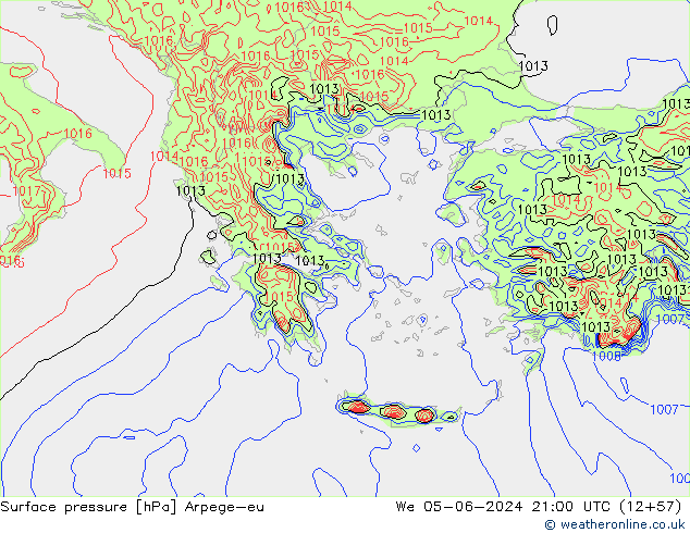 Yer basıncı Arpege-eu Çar 05.06.2024 21 UTC