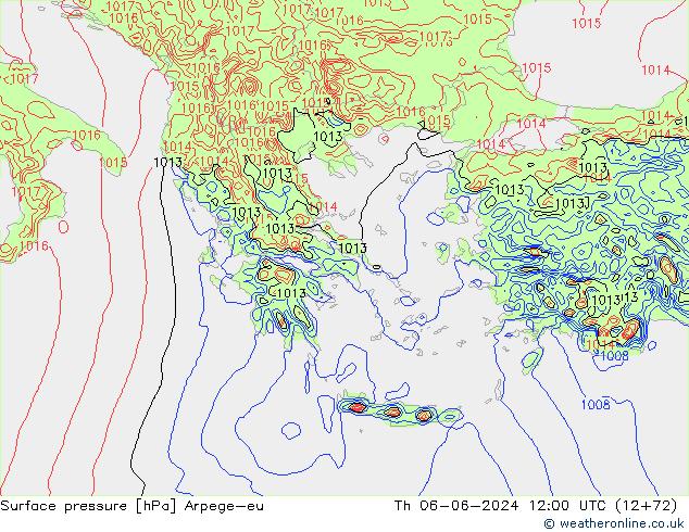 Surface pressure Arpege-eu Th 06.06.2024 12 UTC