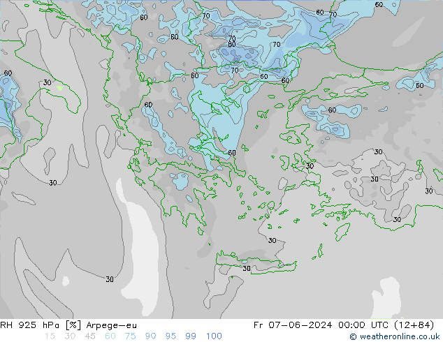 RH 925 hPa Arpege-eu ven 07.06.2024 00 UTC