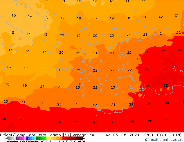 Height/Temp. 850 hPa Arpege-eu Qua 05.06.2024 12 UTC