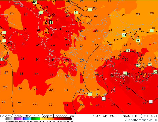 Height/Temp. 925 hPa Arpege-eu pt. 07.06.2024 18 UTC