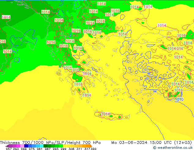 Thck 700-1000 гПа Arpege-eu пн 03.06.2024 15 UTC