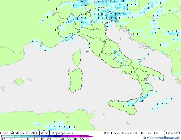 осадки (12h) Arpege-eu ср 05.06.2024 12 UTC