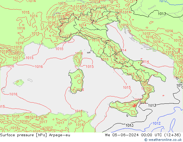 Surface pressure Arpege-eu We 05.06.2024 00 UTC