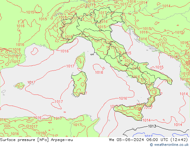 pressão do solo Arpege-eu Qua 05.06.2024 06 UTC